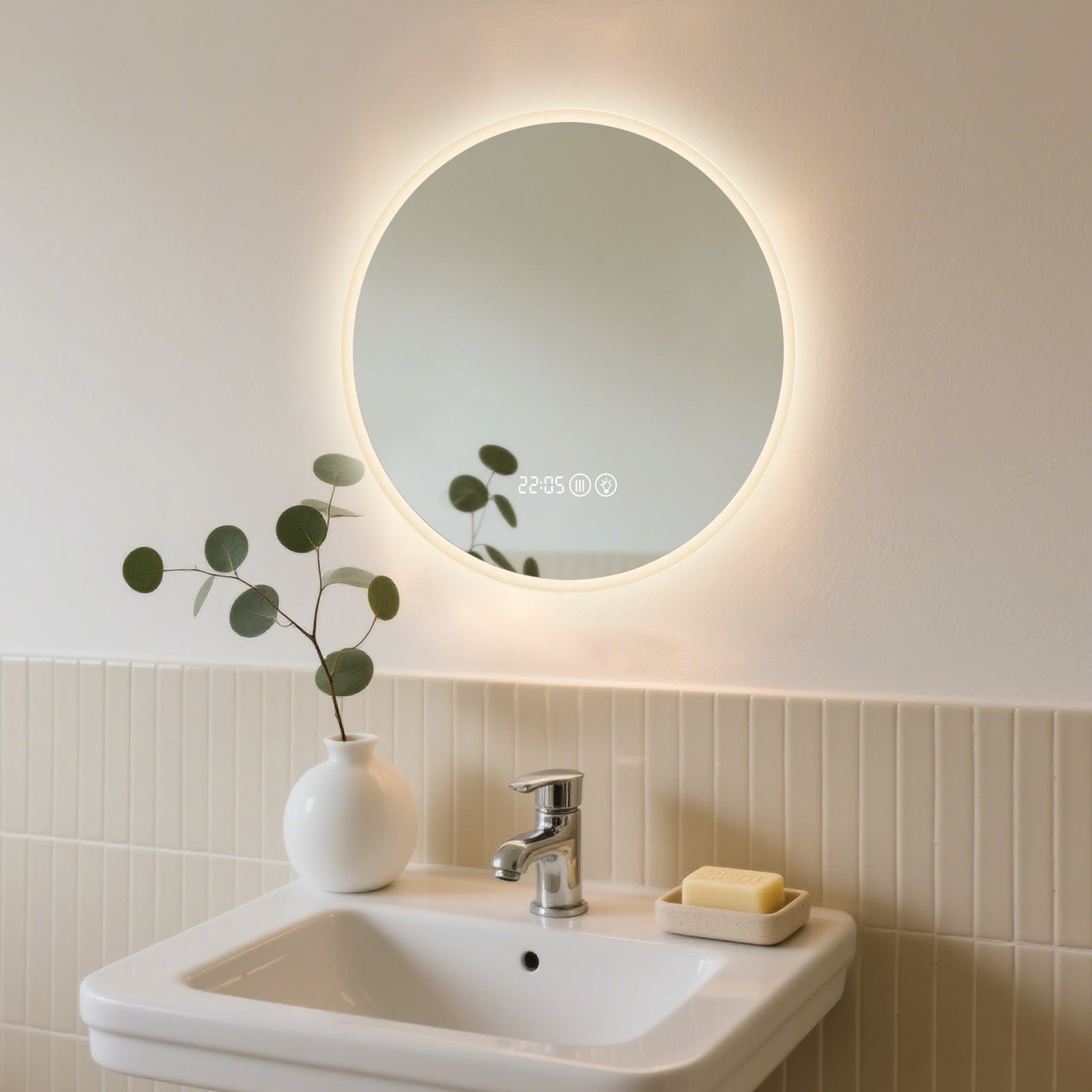 Smart Dimmable Circular Mirror – Modern Design for Makeup & Bathroom Use - My Store