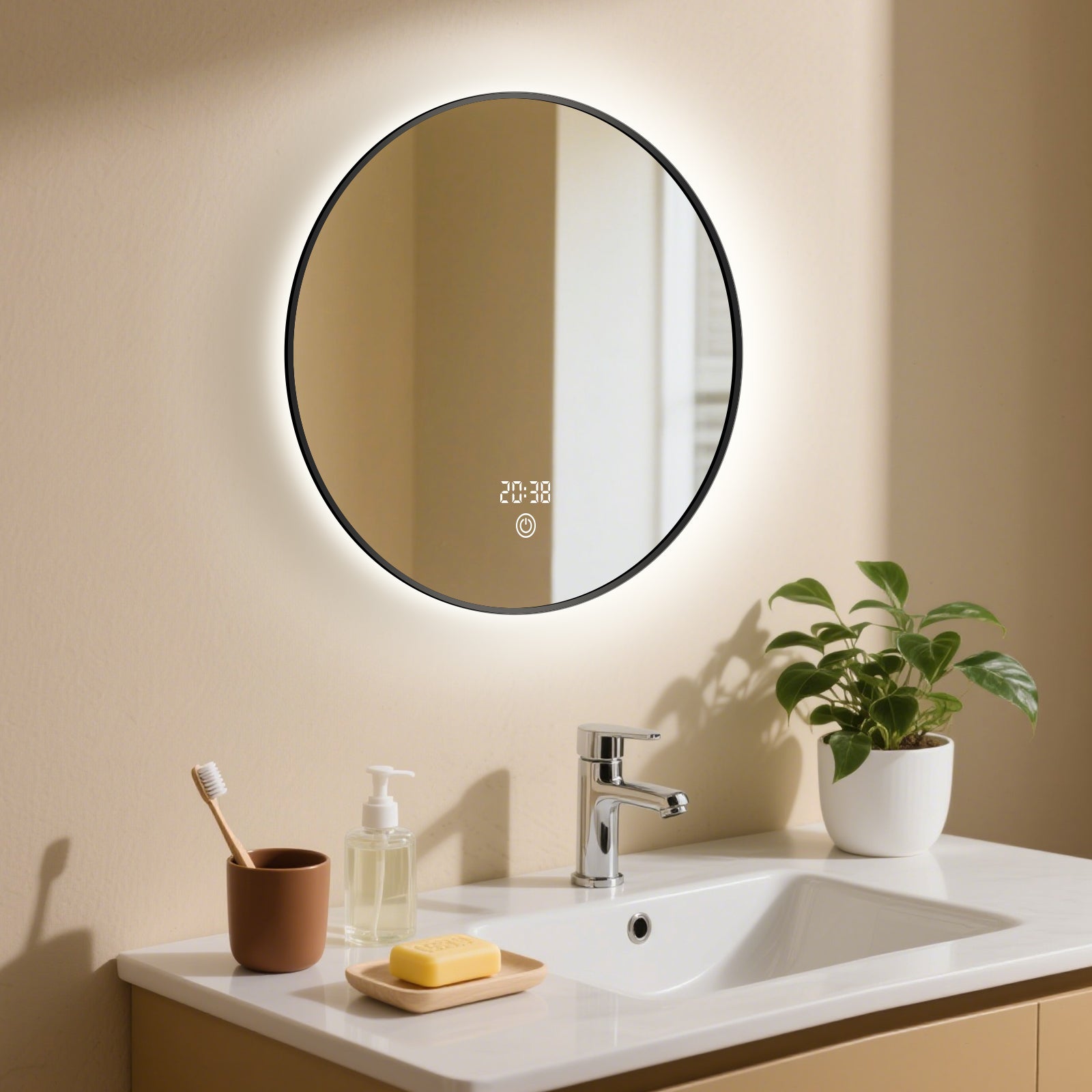 Smart Dimmable Circular Mirror – The Perfect Blend of Modern Makeup & Bathroom Vanity Lighting - My Store