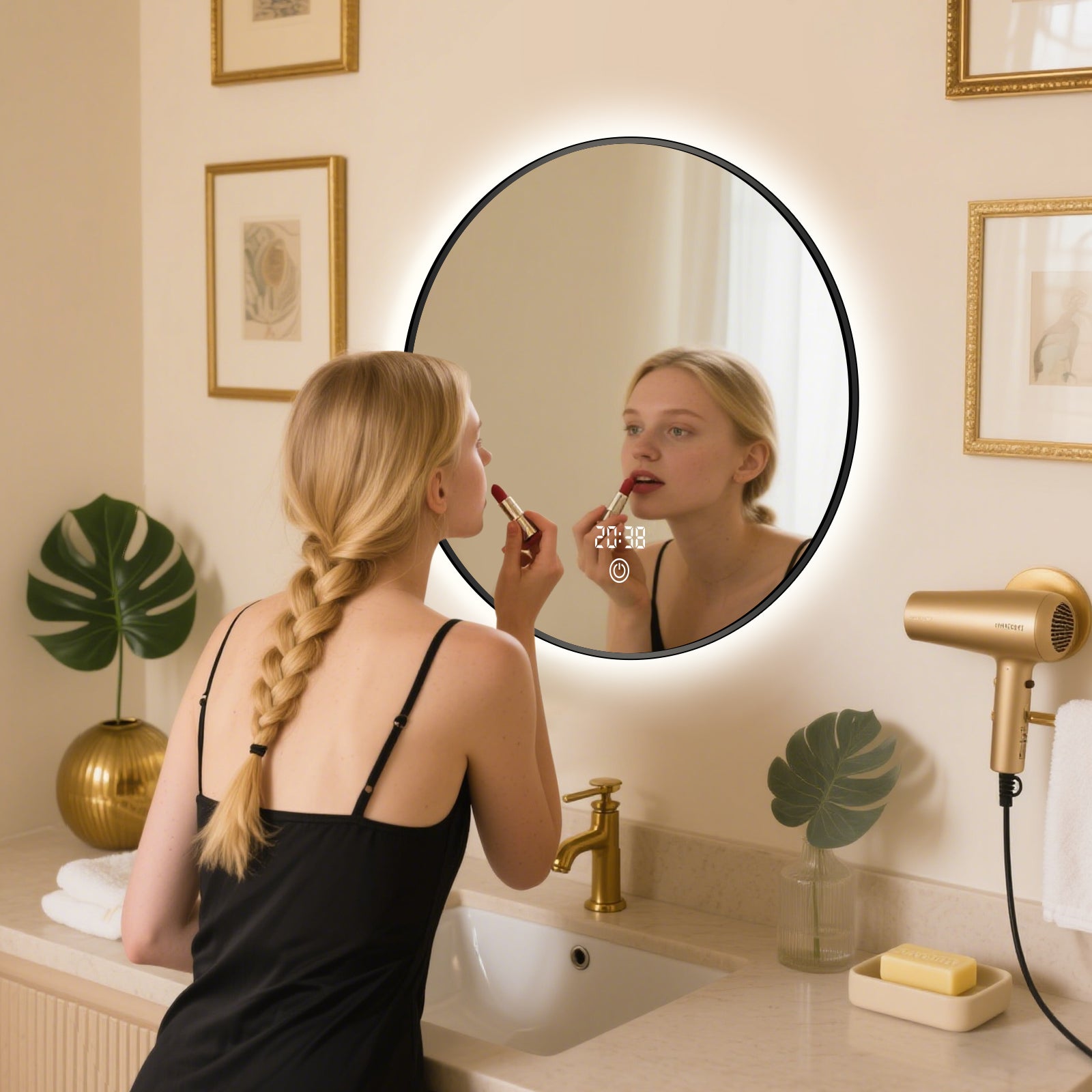 Smart Dimmable Circular Mirror – The Perfect Blend of Modern Makeup & Bathroom Vanity Lighting - My Store