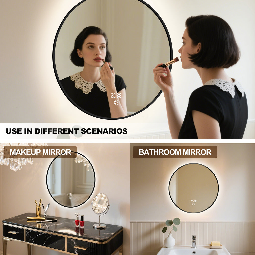 Smart Dimmable Circular Mirror – The Perfect Blend of Modern Makeup & Bathroom Vanity Lighting - My Store