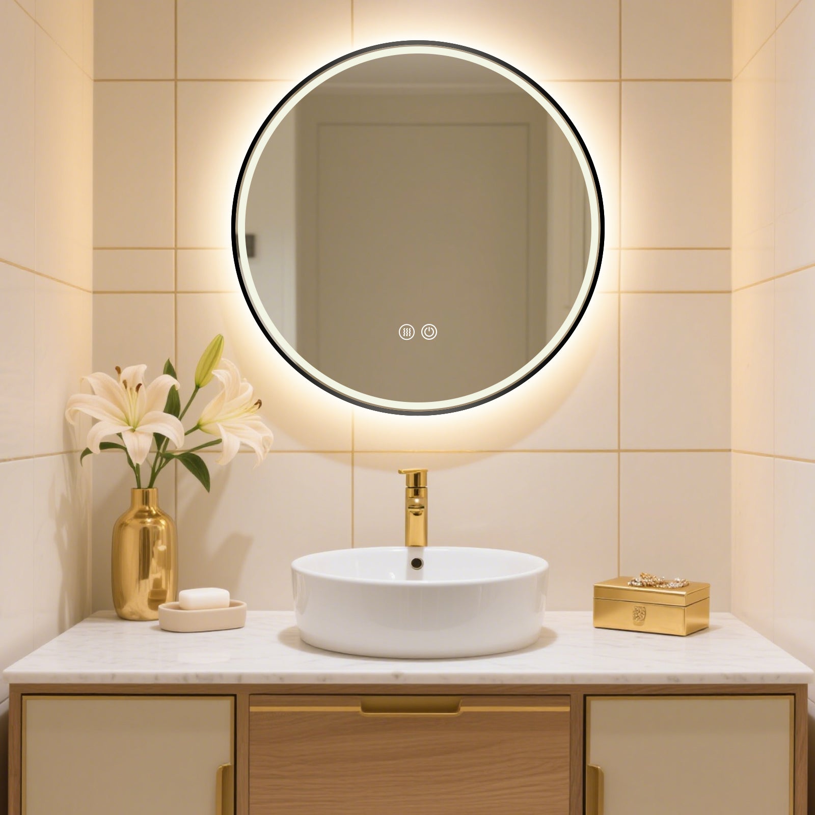 Smart Dimmable Circular Mirror – Multi-Functional Vanity & Bathroom Mirror - My Store