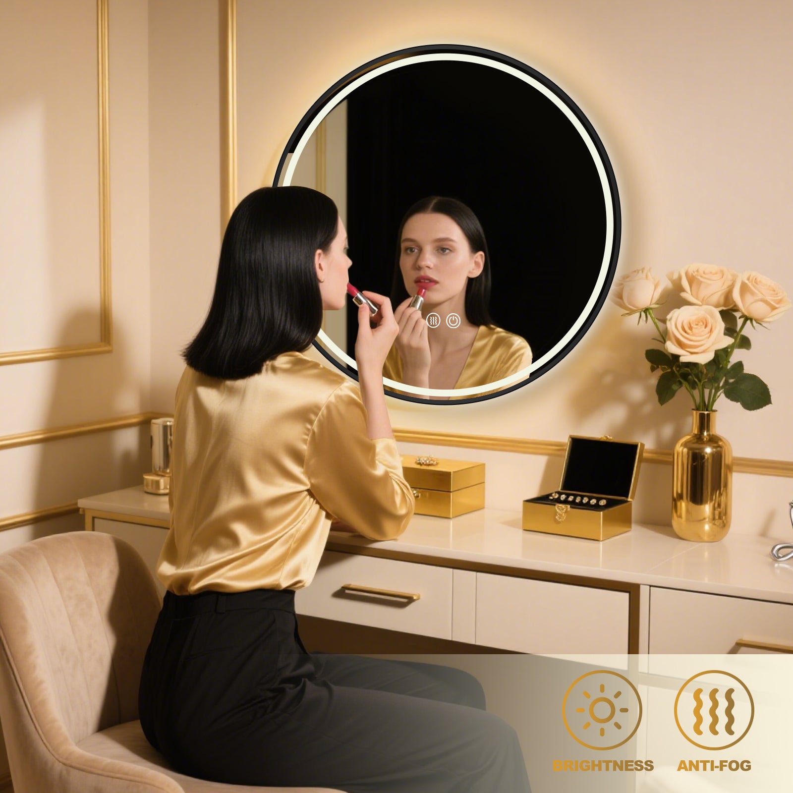 Smart Dimmable Circular Mirror – Multi-Functional Vanity & Bathroom Mirror - My Store