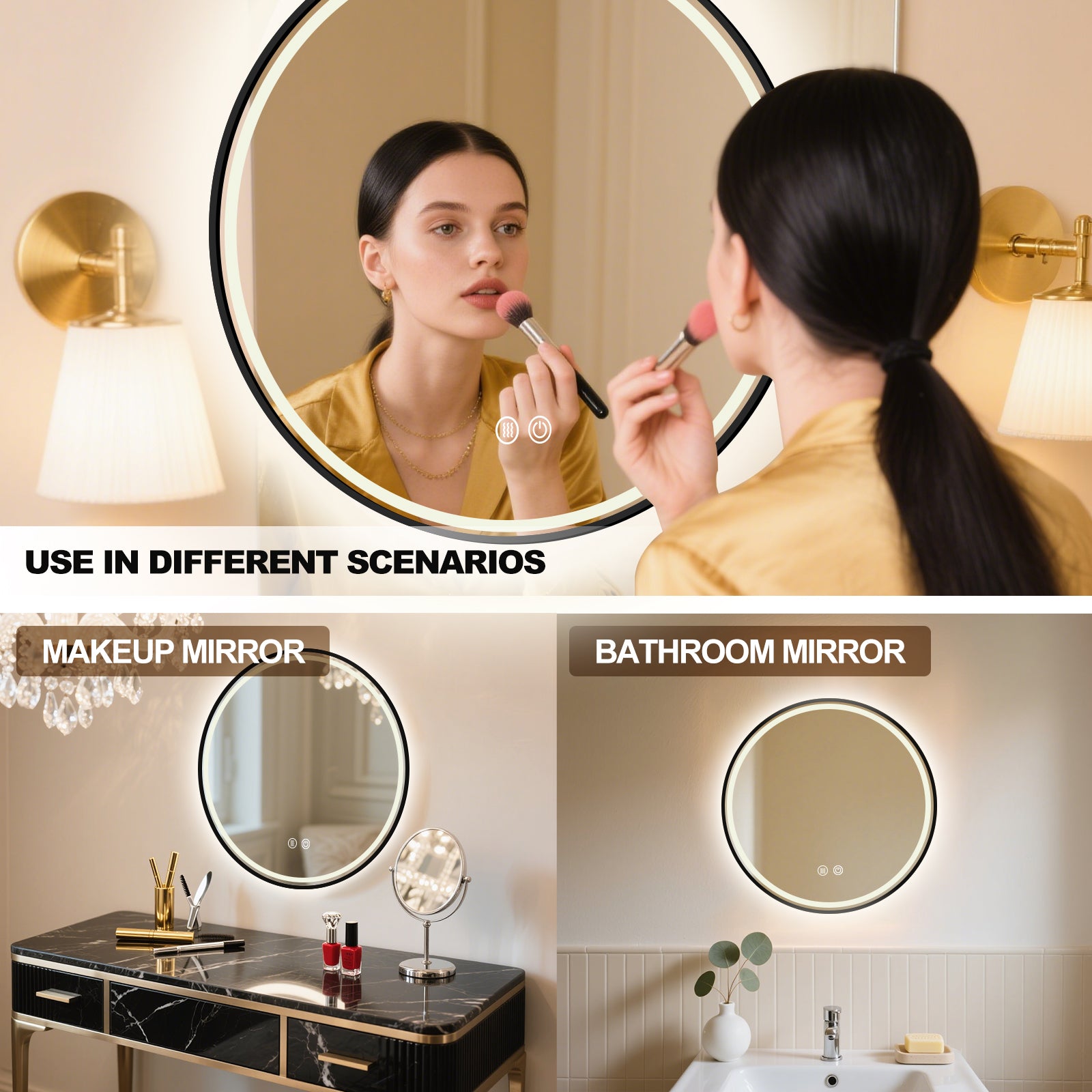 Smart Dimmable Circular Mirror – Multi-Functional Vanity & Bathroom Mirror - My Store