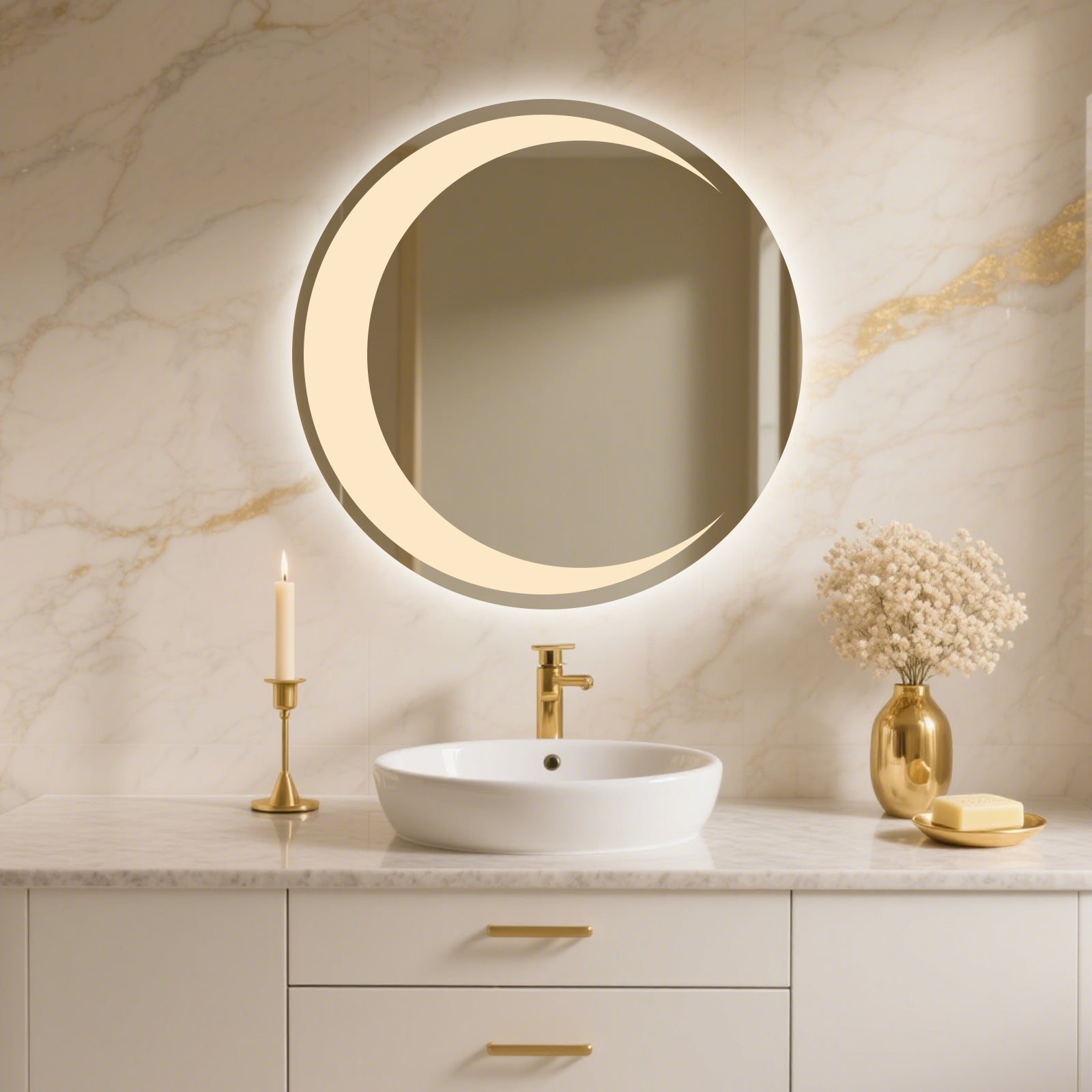 Smart Dimmable Circular Mirror – The Essential Modern Makeup & Vanity Companion - My Store