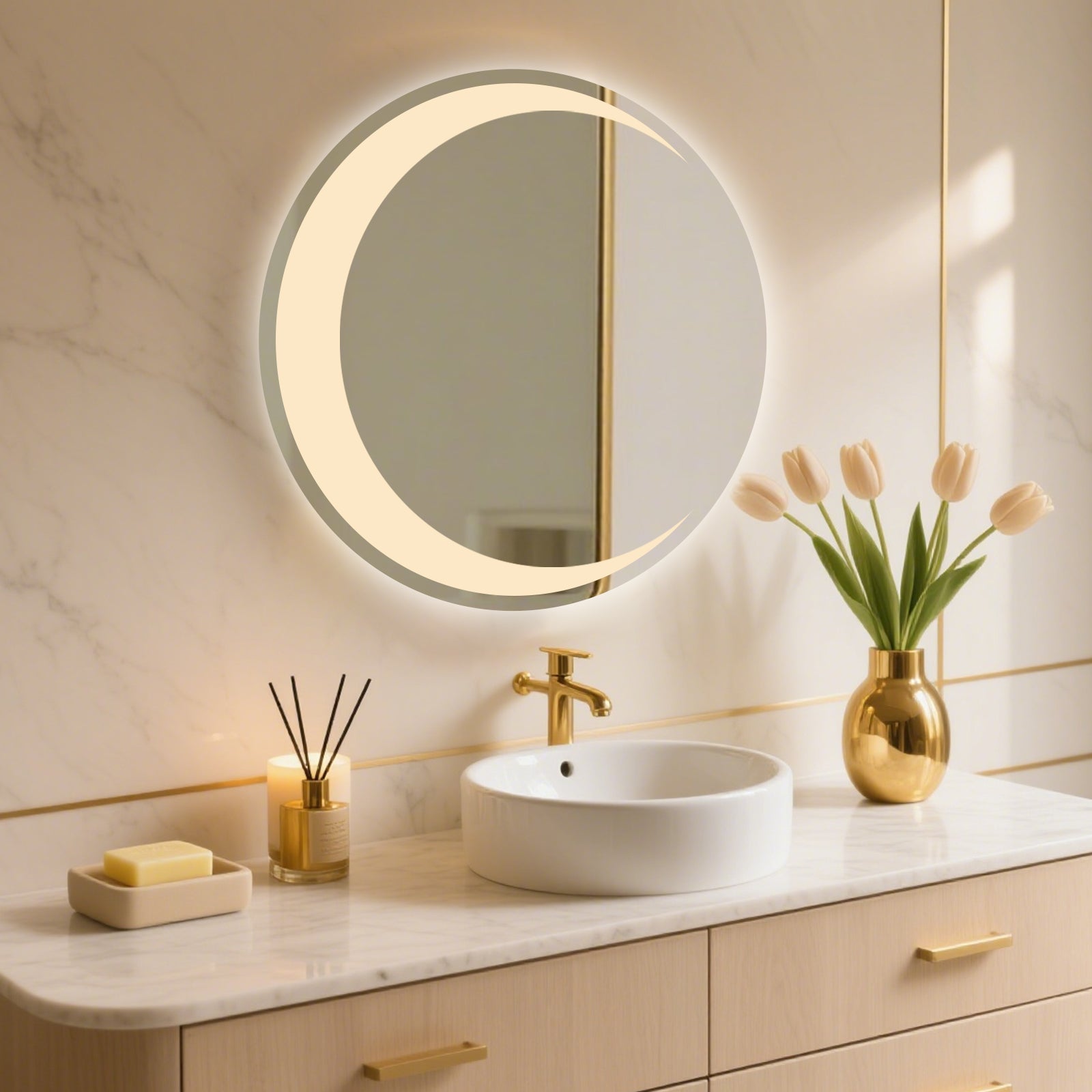 Smart Dimmable Circular Mirror – The Essential Modern Makeup & Vanity Companion - My Store